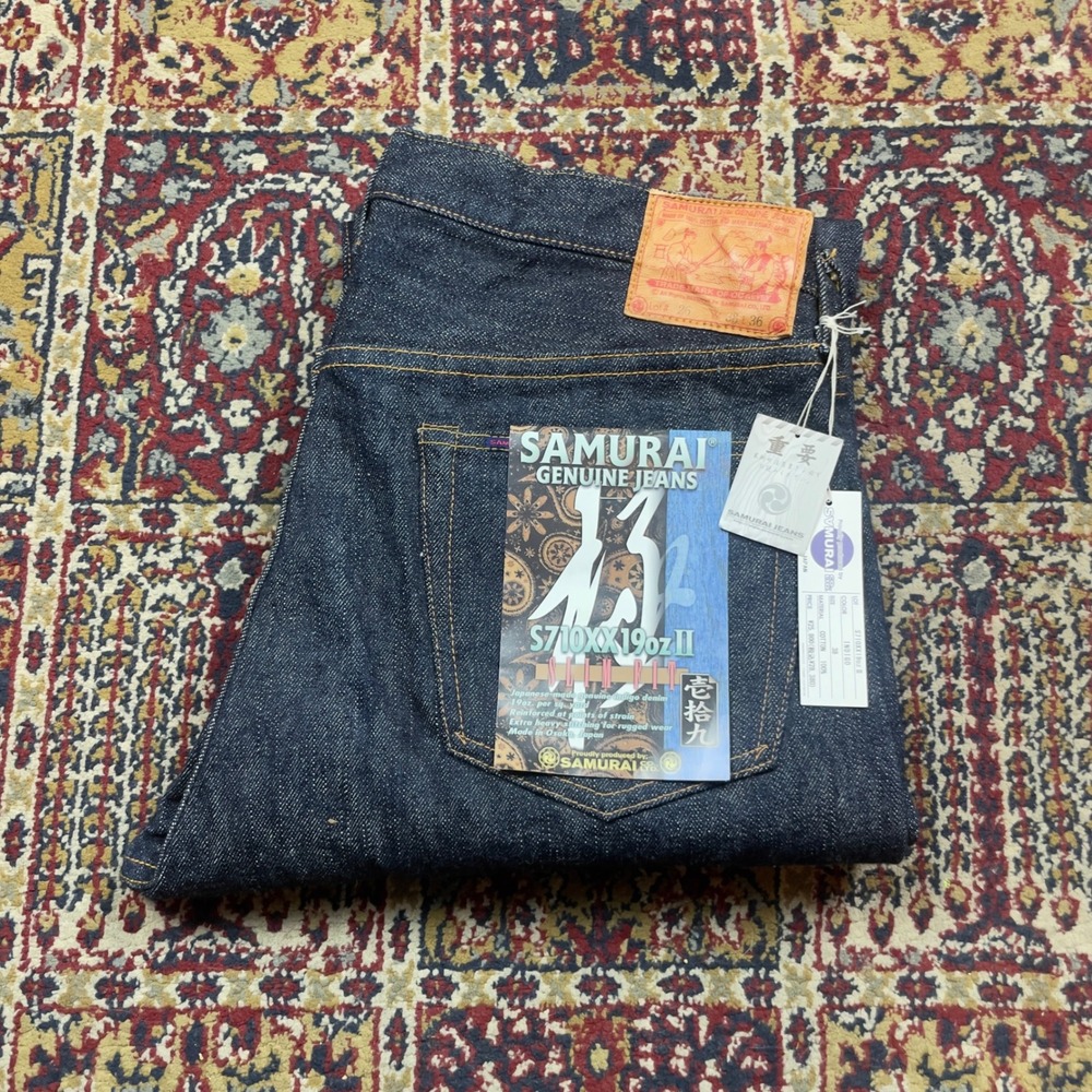 NWT Samurai Jeans S710XX 19oz II Slim Straight Indigo Selvedge Denim Jeans 38x36